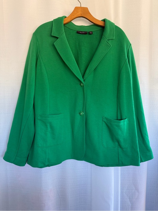 Susan Graver Jackets & Blazers - Susan Graver Weekend Kelly Green Knit Blazer Jacket Size XL Statement Piece